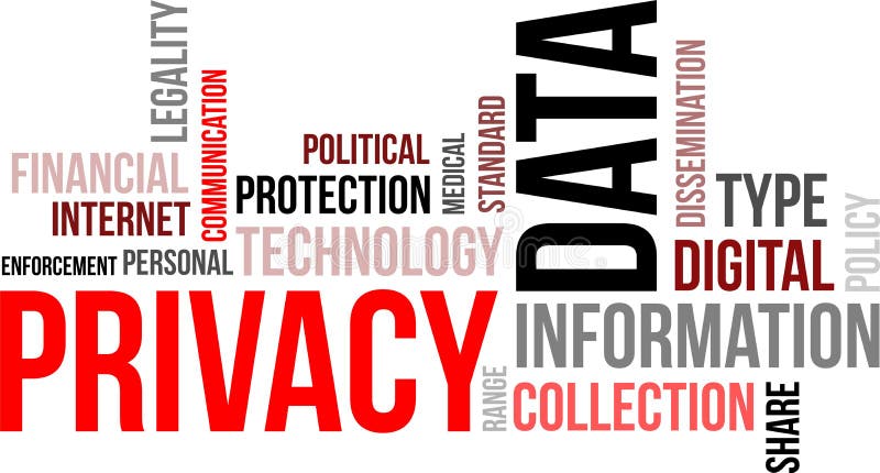Woordwolk - privacy van gegevens royalty-vrije illustratie