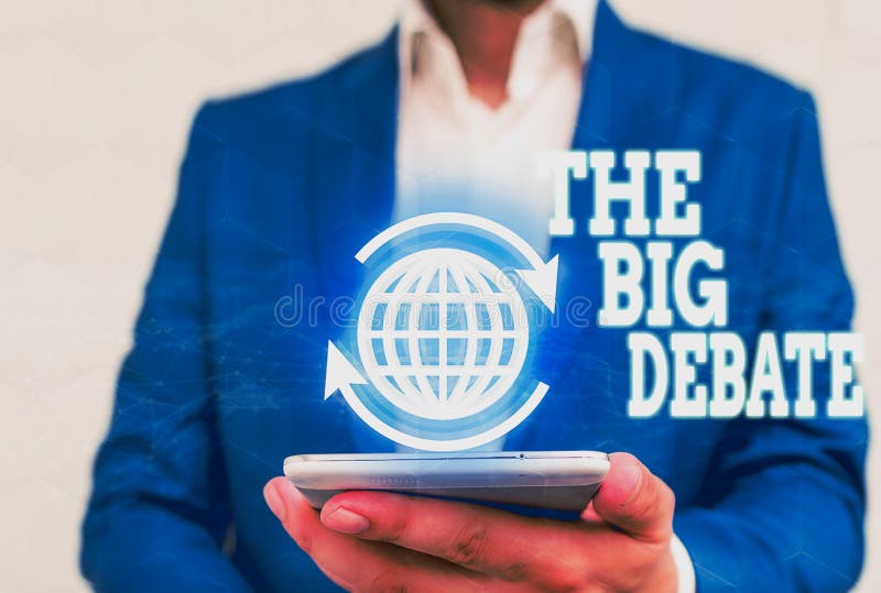Word writing text The Big Debate. Business concept for Lecture Speech Congress presentation Arguments Differences. royalty free stock photo