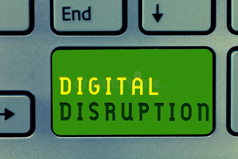 Word writing text Digital Disruption. Business concept for Changes that affect technology markets Product makeover royalty free stock photography