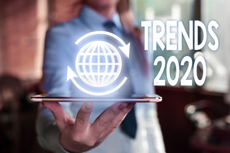 Word writing text Trends 2020. Business concept for Upcoming year prevailing tendency Widely Discussed Online.