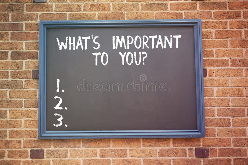 Word writing text What S Is Important To Youquestion. Business concept for Tell us your priorities goals objectives.