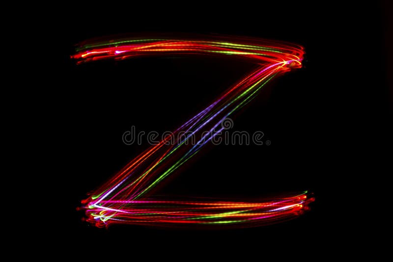 Word `Z` Writing from Light. Stock Photo - Image of background, black:  96755836