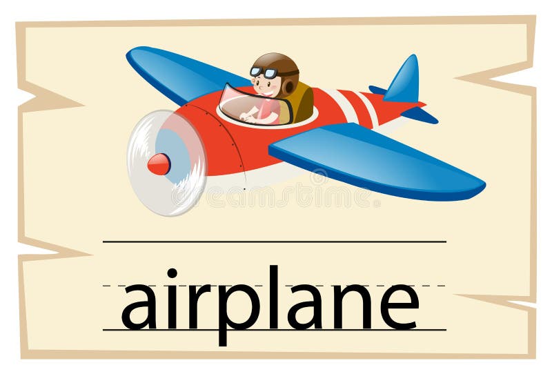 Wordcard szablon dla słowo samolotu ilustracji Wordcard szablon dla słowo samolotu ilustracji