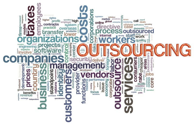 Wordcloud de la externalización ilustración del vector Wordcloud de la externalización ilustración del vector