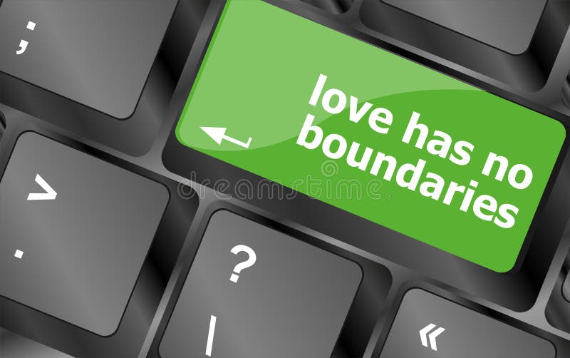 Wording love has no boundaries on computer keyboard key royalty free illustration