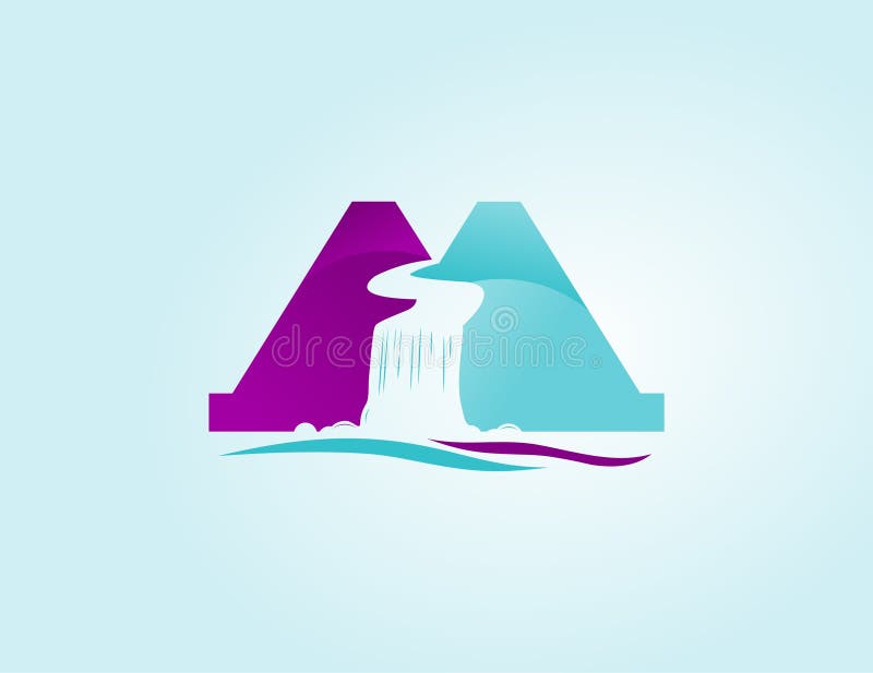 Wordmark a e a separados pelo vetor da cachoeira com molde do logotipo do arquivo do eps ilustração stock Wordmark a e a separados pelo vetor da cachoeira com molde do logotipo do arquivo do eps ilustração stock