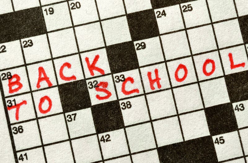 The Words BACK TO SCHOOL on Crossword Puzzle