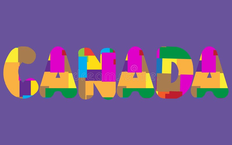The Words CANADA Concept Written in Colorful Abstract Typography Stock