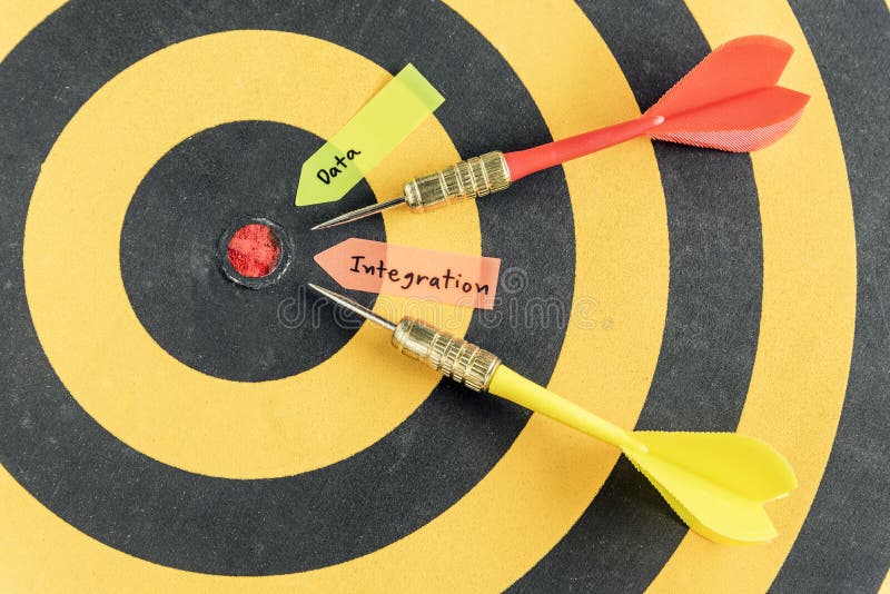 Words data integration with dart target royalty free stock photos