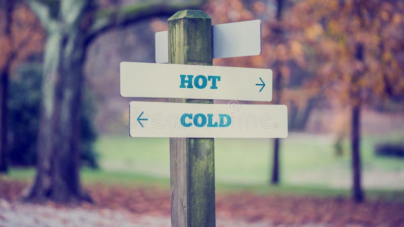 Words Hot and Cold in a conceptual touristic image stock photos Words Hot and Cold in a conceptual touristic image stock photos