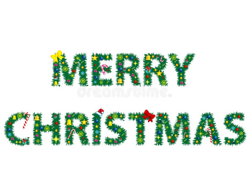 The words Merry Christmas stock vector. Image of greeting 12095777