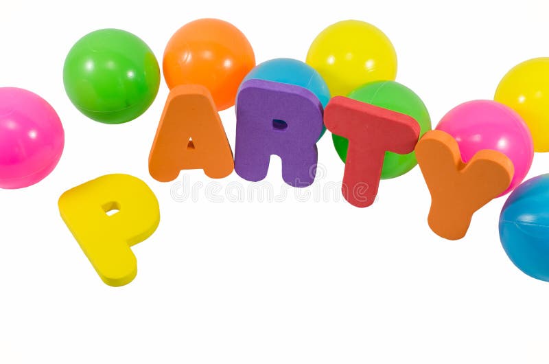 The Words PARTY With Colorful Balls On White Stock Image Image of