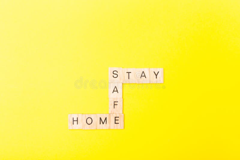 Download Free Words Stay Home Stay Safe On Wooden Blocks Concept Of Self PSD Mockup Template