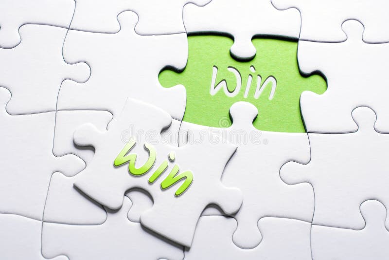 The Words Win And Win In Missing Piece Jigsaw Puzzle, Win-Win Situation Concept