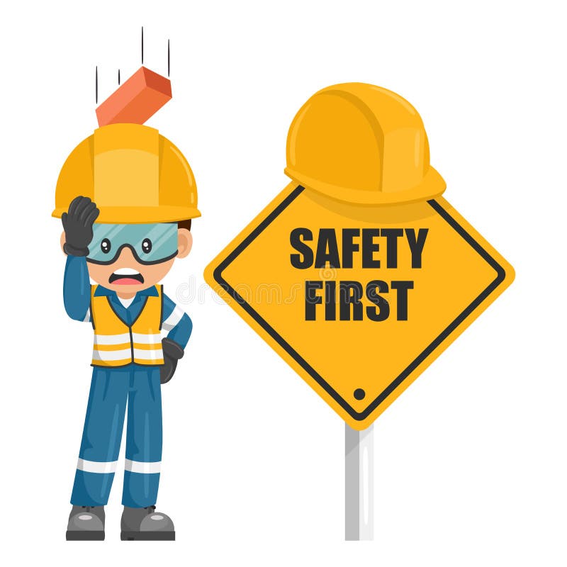 Work Accident of Brick Falling on the Head of Industrial Worker