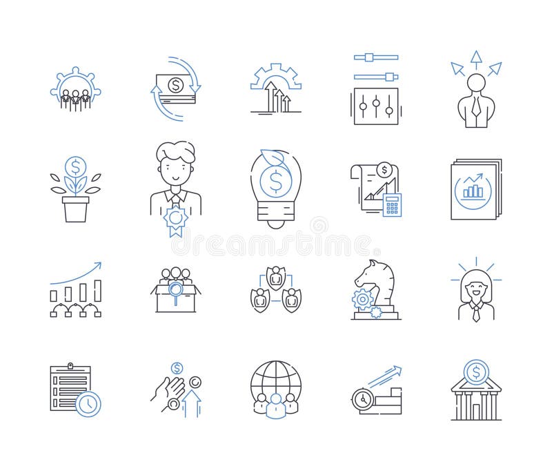 Work autonomy line icons collection. Empowerment, Independence, Control, Self-reliance, Decision-making, Accountability. Empowerment, Independence, Control, Self-reliance, Decision-making.