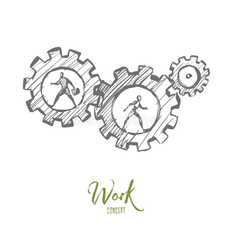 Work, business, automation, HCI, technology concept. Hand drawn isolated vector. vector illustration