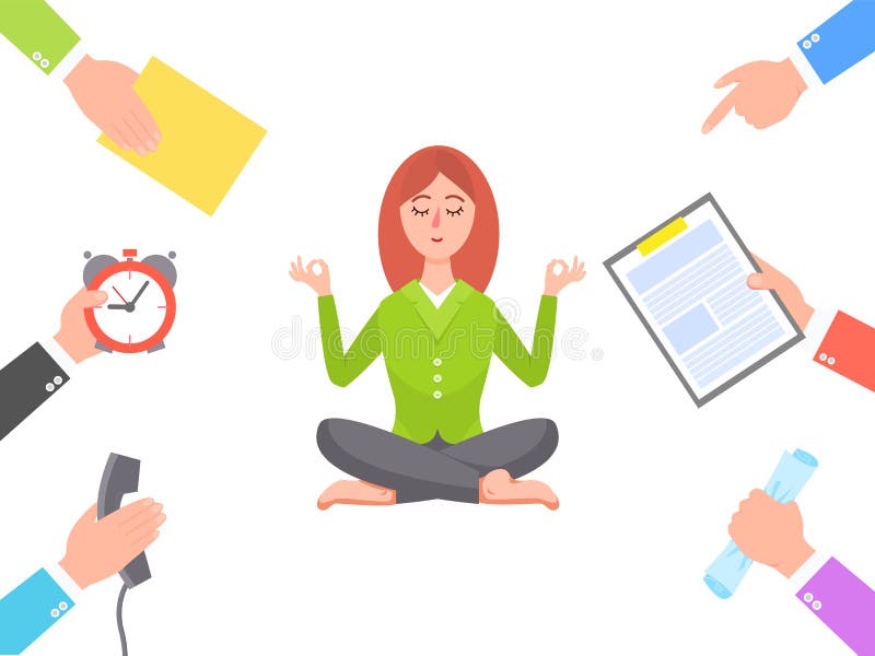 Work Circle and Meditating Young Woman Poster royalty free illustration Work Circle and Meditating Young Woman Poster royalty free illustration