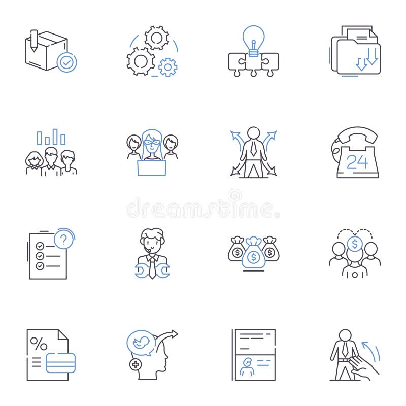 Work culture line icons collection. Collaboration, Diversity, Innovation, Leadership, Communication, Respect, Equity royalty free illustration