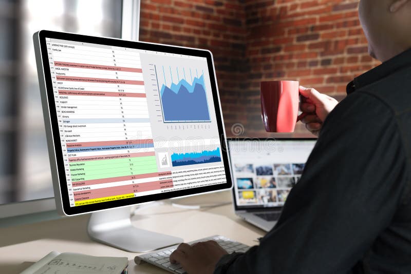 Tehnică informatică privind statistica datelor la locul de muncă stock images