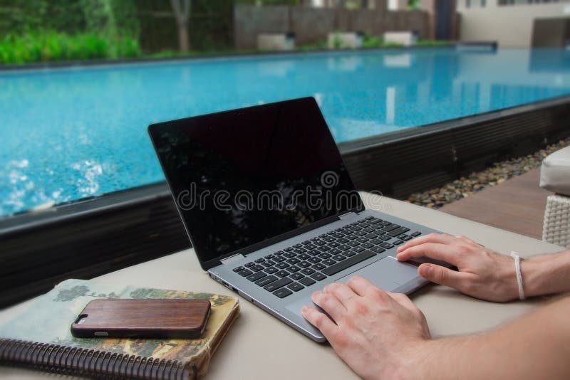 Work from home by the pool