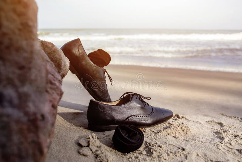 Work Life Balance Concept, Businessman take off his Working Oxfo stock photography Work Life Balance Concept, Businessman take off his Working Oxfo stock photography