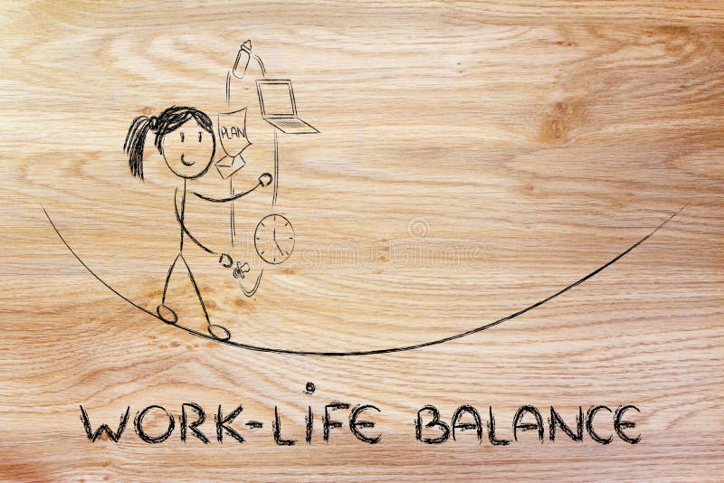 work life balance & managing responsibilities: working mother juggling stock photo