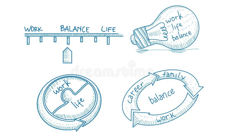Work Life Balance Template Set royalty free illustration