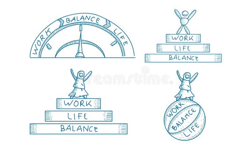 Work Life Balance Template Set royalty free illustration