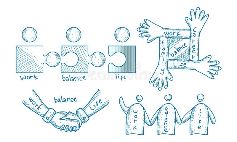 Work Life Balance Template Set stock illustration