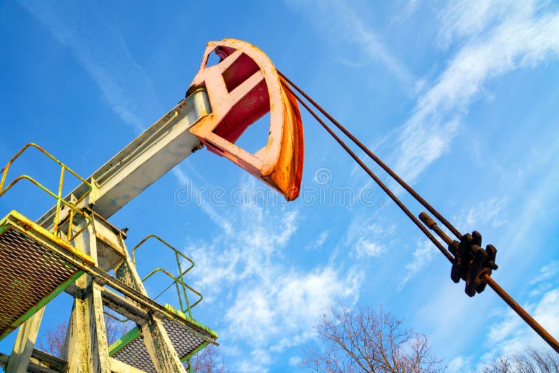 Work of Oil Pump Jack on a Oil Field in Desert Stock Image Image of