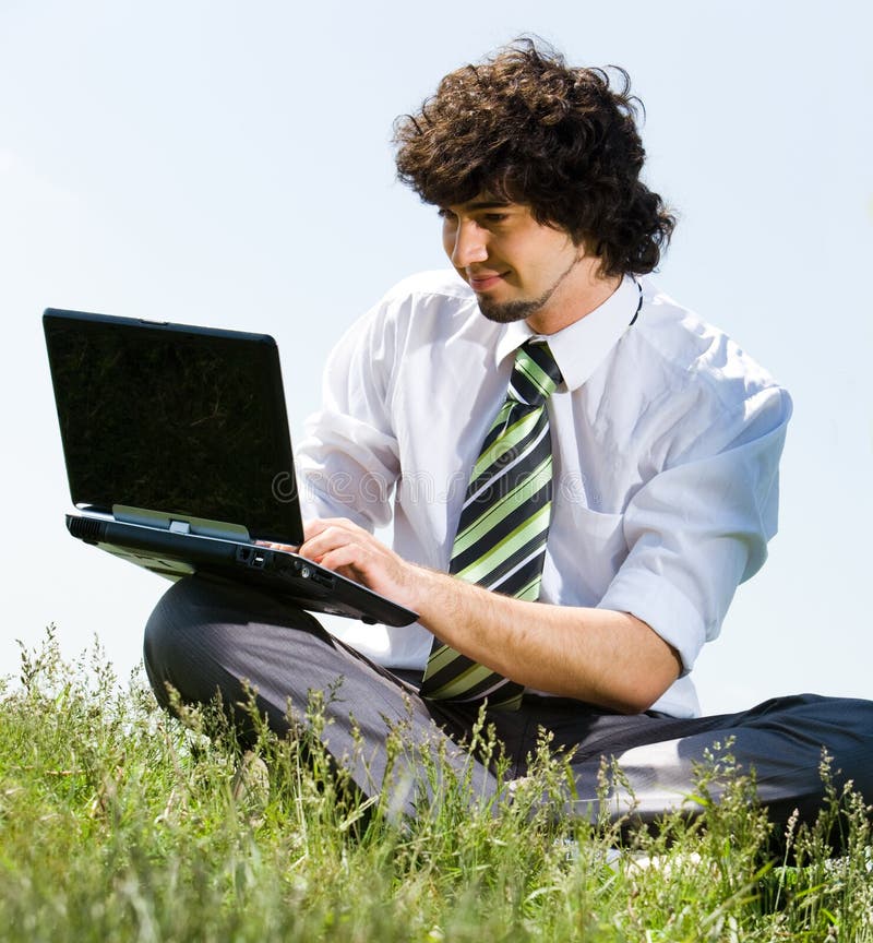 Work outdoor stock image. Image of outside, blue, manager 5550133