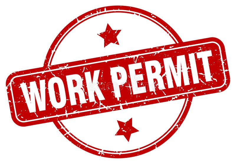 Work Permit Stamp. Work Permit Round Vintage Grunge Label Stock Vector
