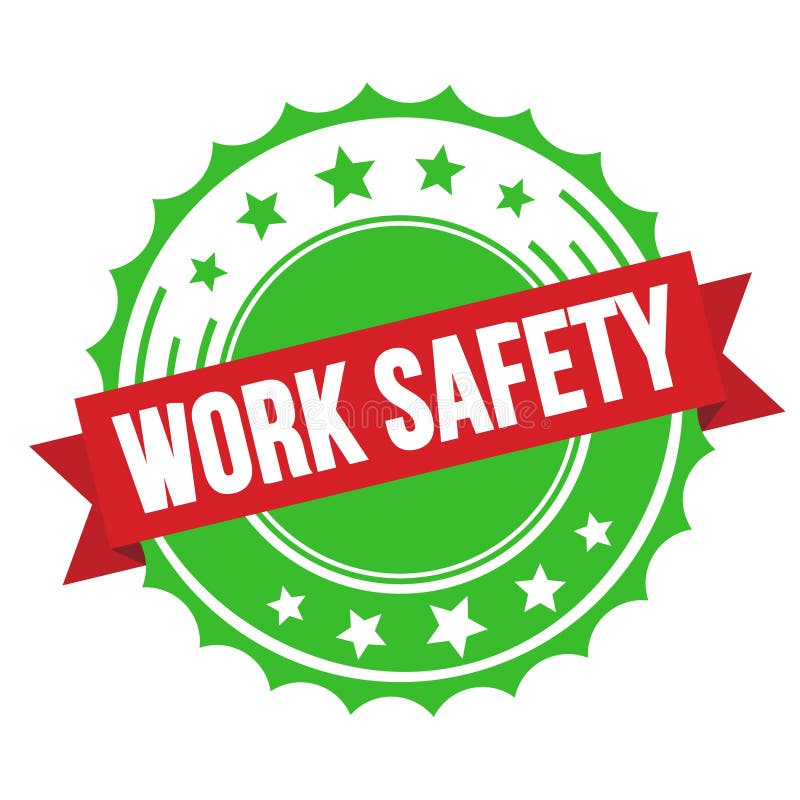 WORK SAFETY Text on Red Green Ribbon Stamp Stock Illustration