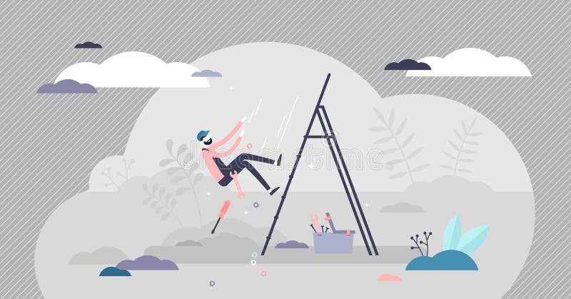 Work Safety Vector Illustration. Trauma Risk in Flat Tiny Persons