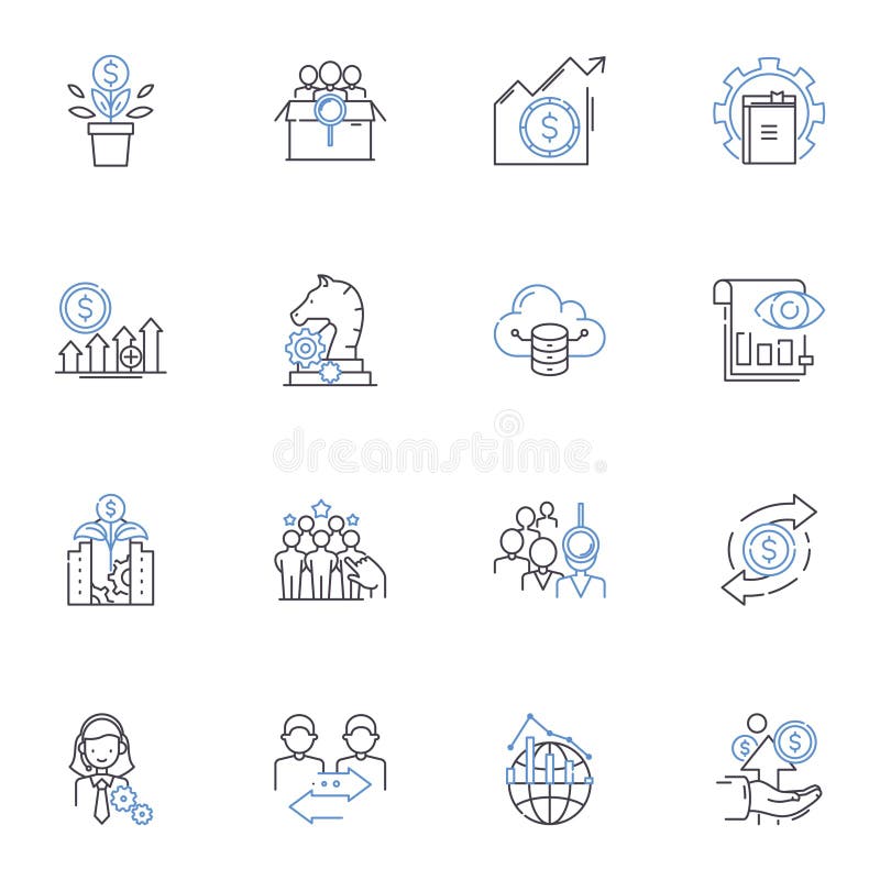 Work satisfaction line icons collection. Fulfillment, Achievement, Contentment, Happiness, Gratitude, Recognition, Pride royalty free illustration