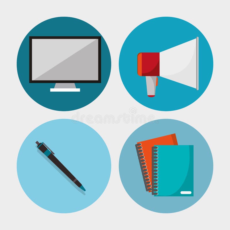Work Time and Office Supplies Design Stock Vector Illustration of
