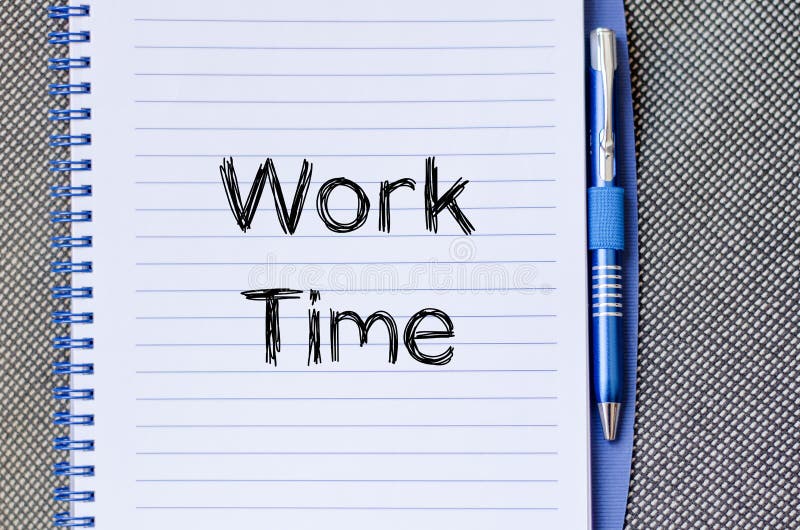 Work time text concept on notebook royalty free stock photo