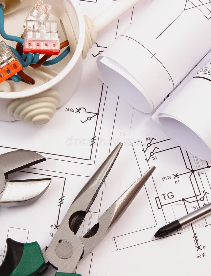 Work Tools, Electrical Box with Cables and Electrical Construction