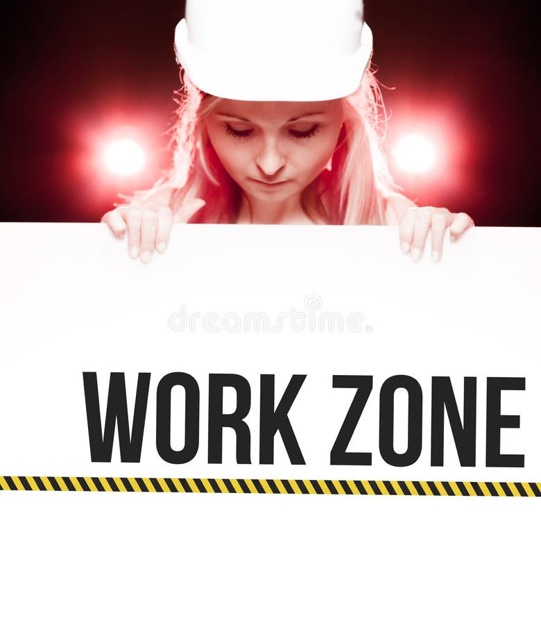 Work Zone Sign Held by Worker Stock Image Image of recondition