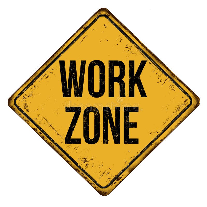 Work Zone Barricade Construction Sign Closed Area Stock Illustration