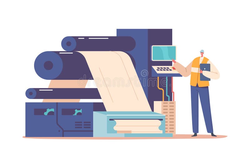 Worker Character Making Engineering Control In Production, Designing, Installing And Testing Control Systems royalty free illustration