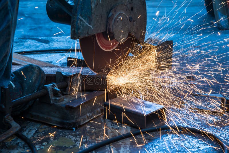 Industry Grinding in and Sparks Stock Photo Image of
