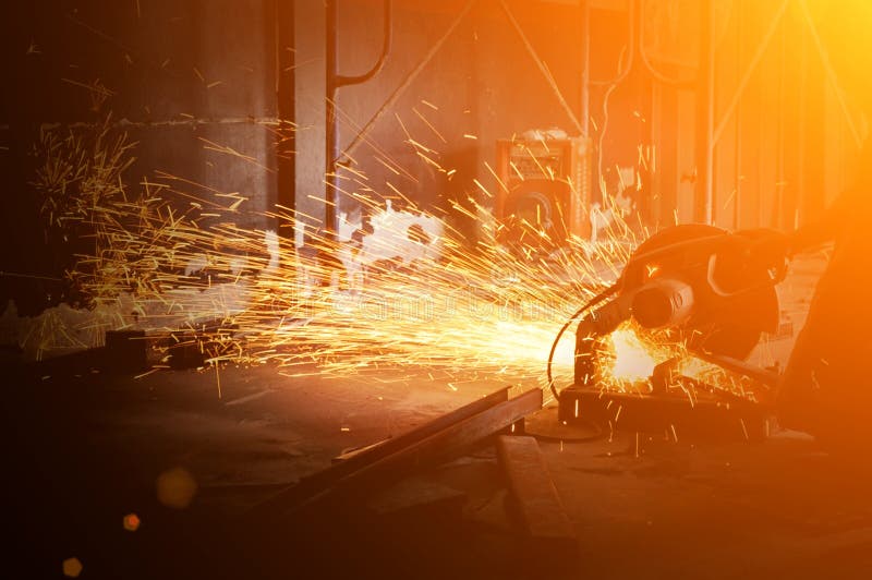 Worker Cutting Metal with Grinder. Stock Image Image of factory, disk 89552729