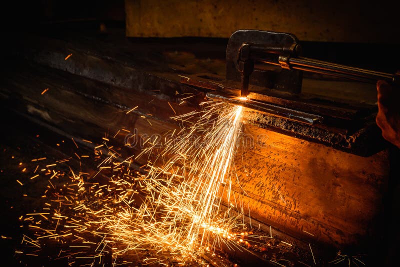 Worker Cutting Steel with Acetylene Welding Cutting Stock Photo Image of oxygen, machinist