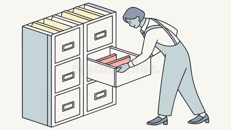 Worker filing documents, organized office task, vector design Generative AI vector illustration