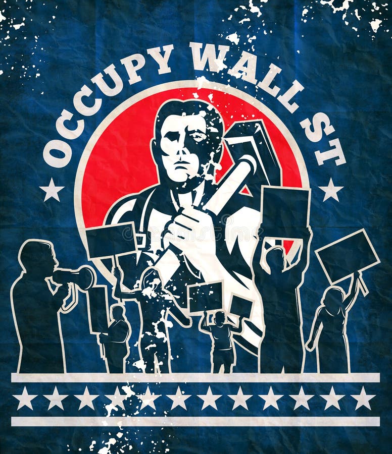 Worker Hammer Protester Protest Occupy Wall Street Stock Illustration