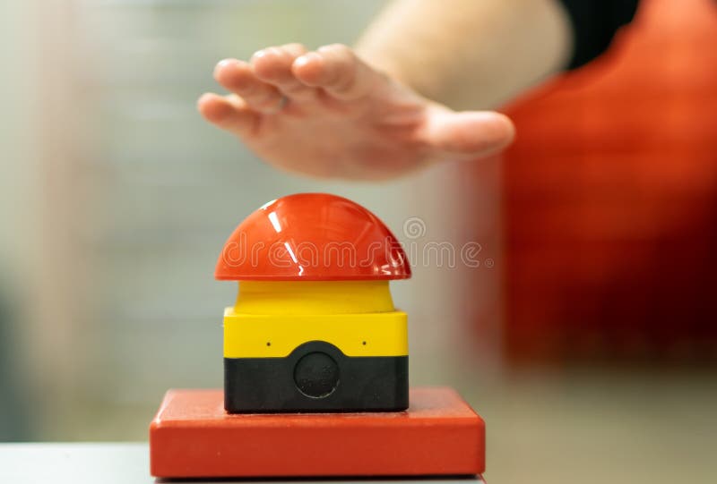 Worker has to press the emergency button fast. royalty free stock photos