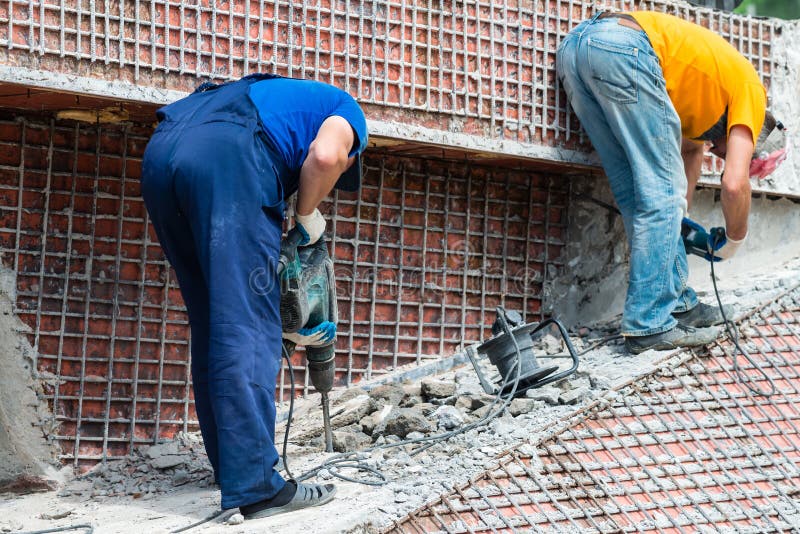 A worker with a jackhammer stock photo