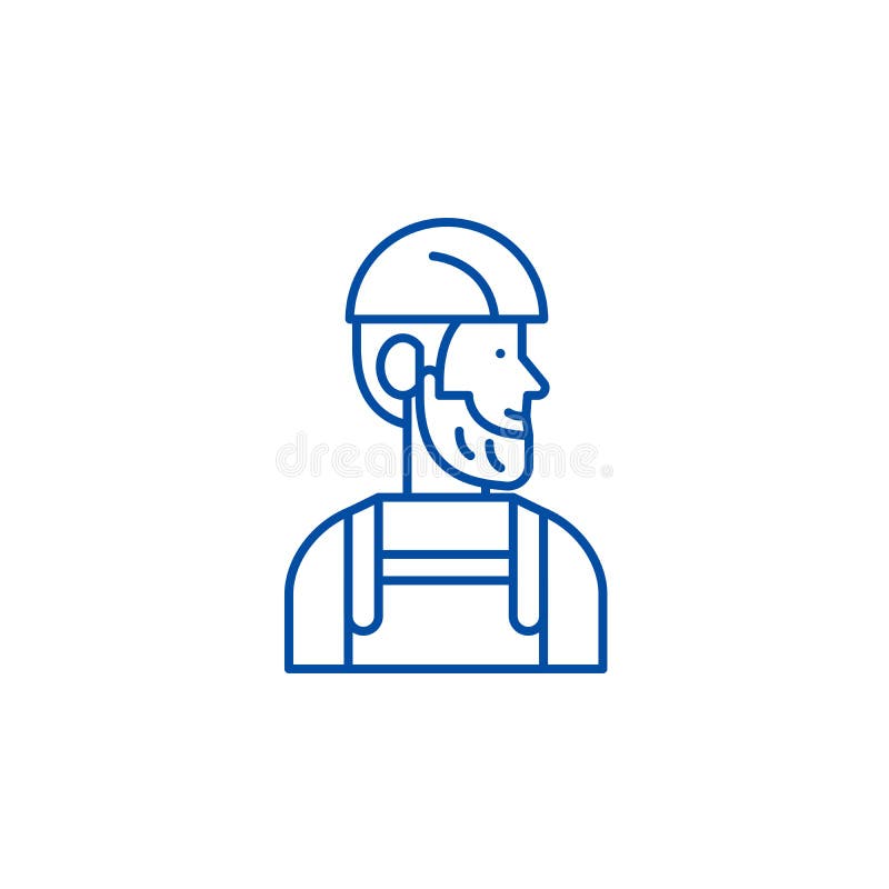 Worker Line Icon Concept. Worker Flat Vector Symbol, Sign, Outline ...